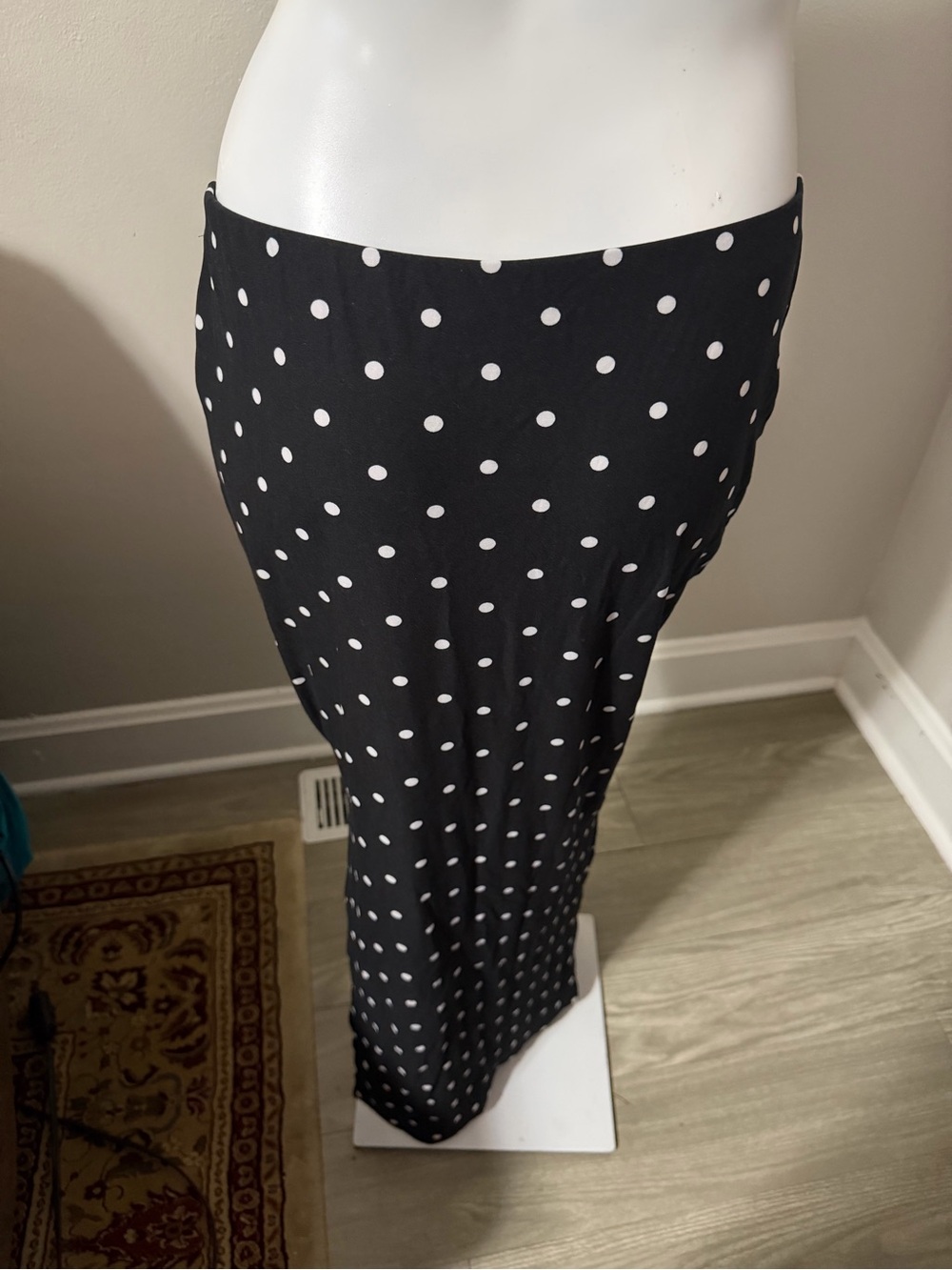Women's Black Polka Dot Maxi Skirt